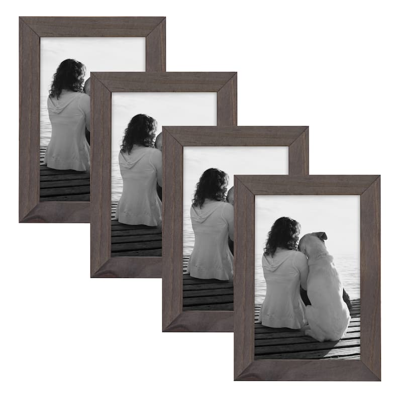 DesignOvation Gallery Wood Photo Frames - 4x6 - Grey