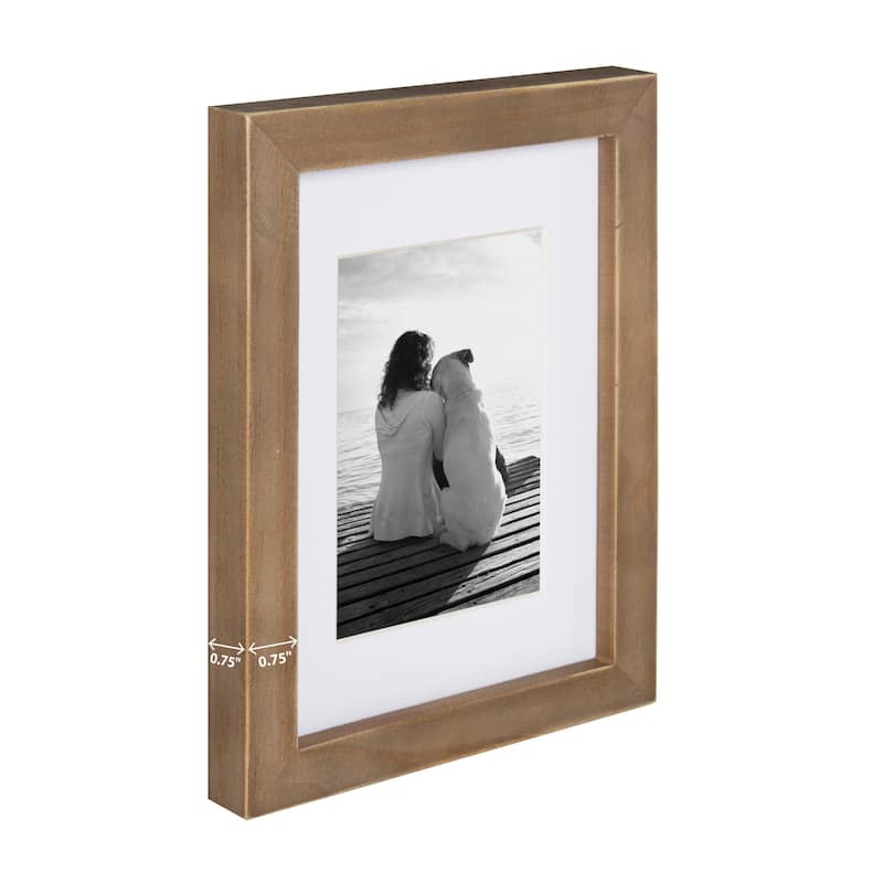 DesignOvation Gallery Wood Photo Frames - 11x14 matted to 8x10 - Rustic Brown