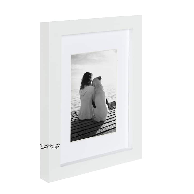 DesignOvation Gallery Wood Photo Frames - 8x10 matted to 5x7 - White