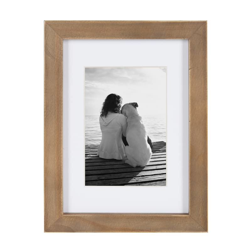 DesignOvation Gallery Wood Photo Frames - 8x10 matted to 5x7 - Rustic Brown