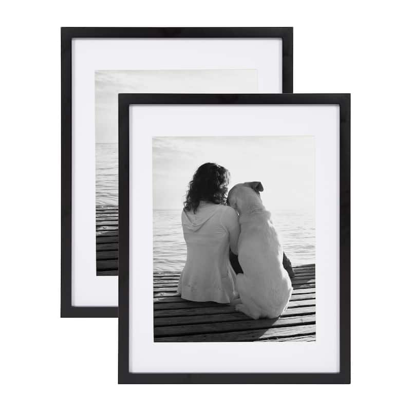 DesignOvation Gallery Wood Photo Frames - 14x18 matted to 11x14 - Black