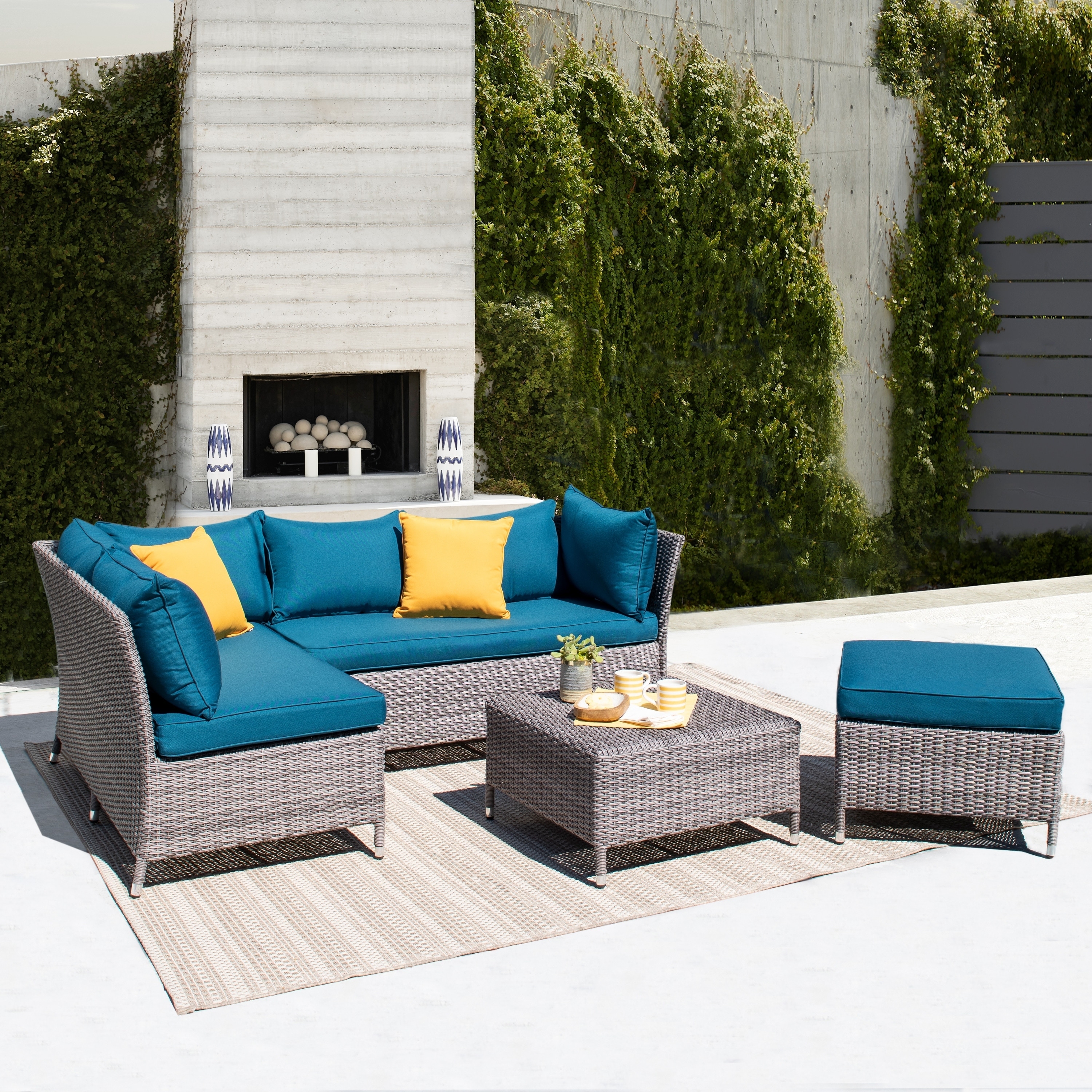 Shop Corvus Bellanger 4 Piece Grey Wicker Aluminum Patio Sofa Set