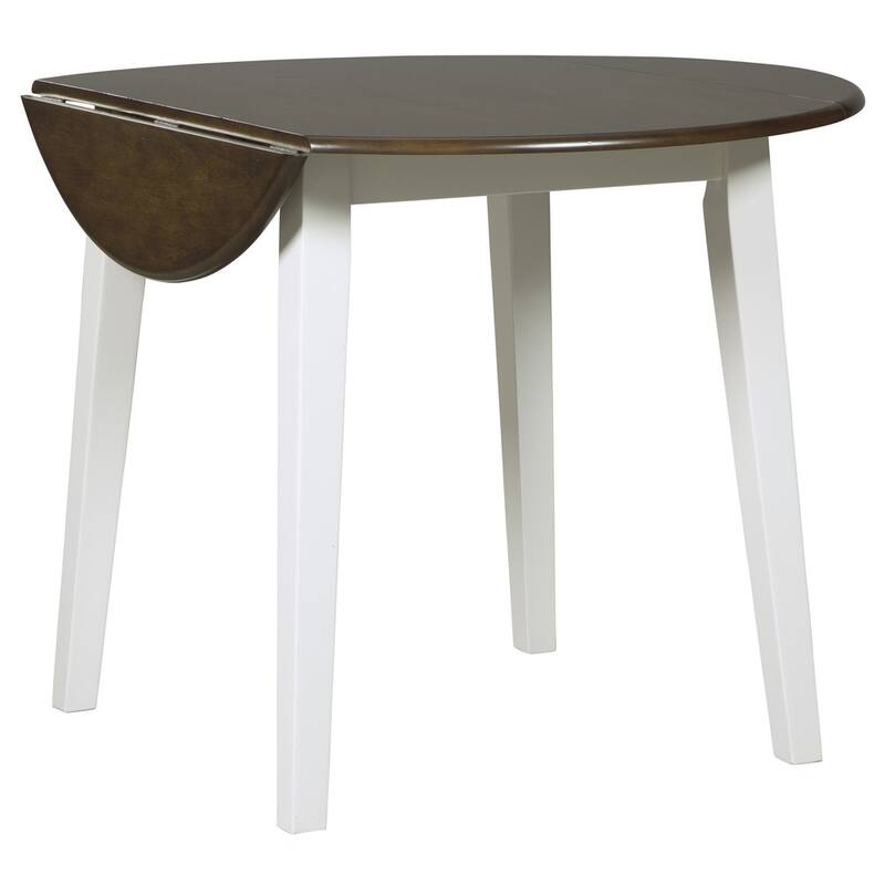 Signature Design By Ashley Woodanville White/ Brown Drop-leaf Round Table