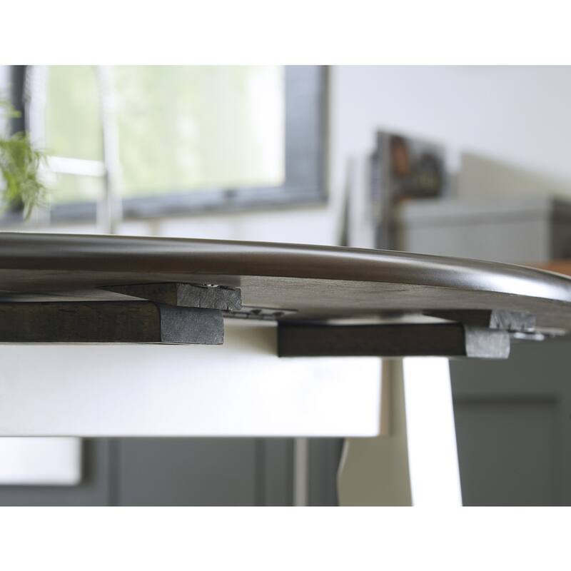 Signature Design By Ashley Woodanville White/ Brown Drop-leaf Round Table