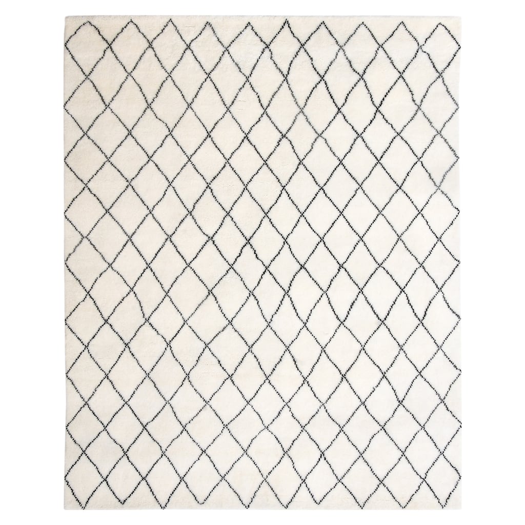 Handmade Trellis Wool Rug (India) - 8' x 10'