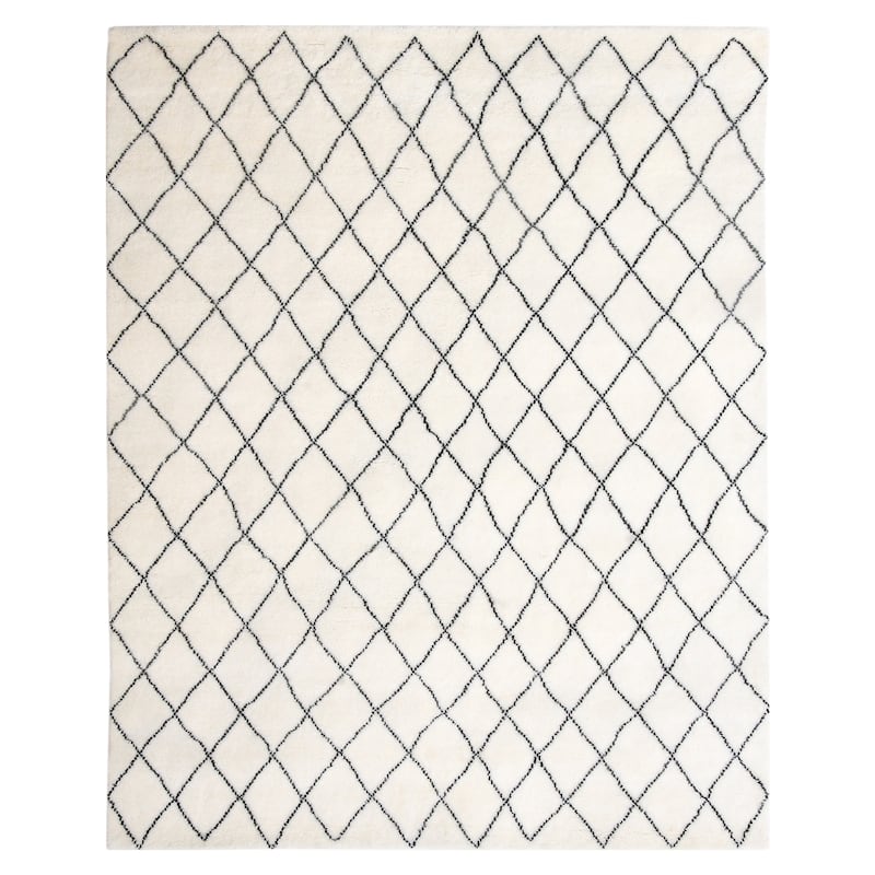 Handmade Trellis Wool Rug (India) - 8' x 10'