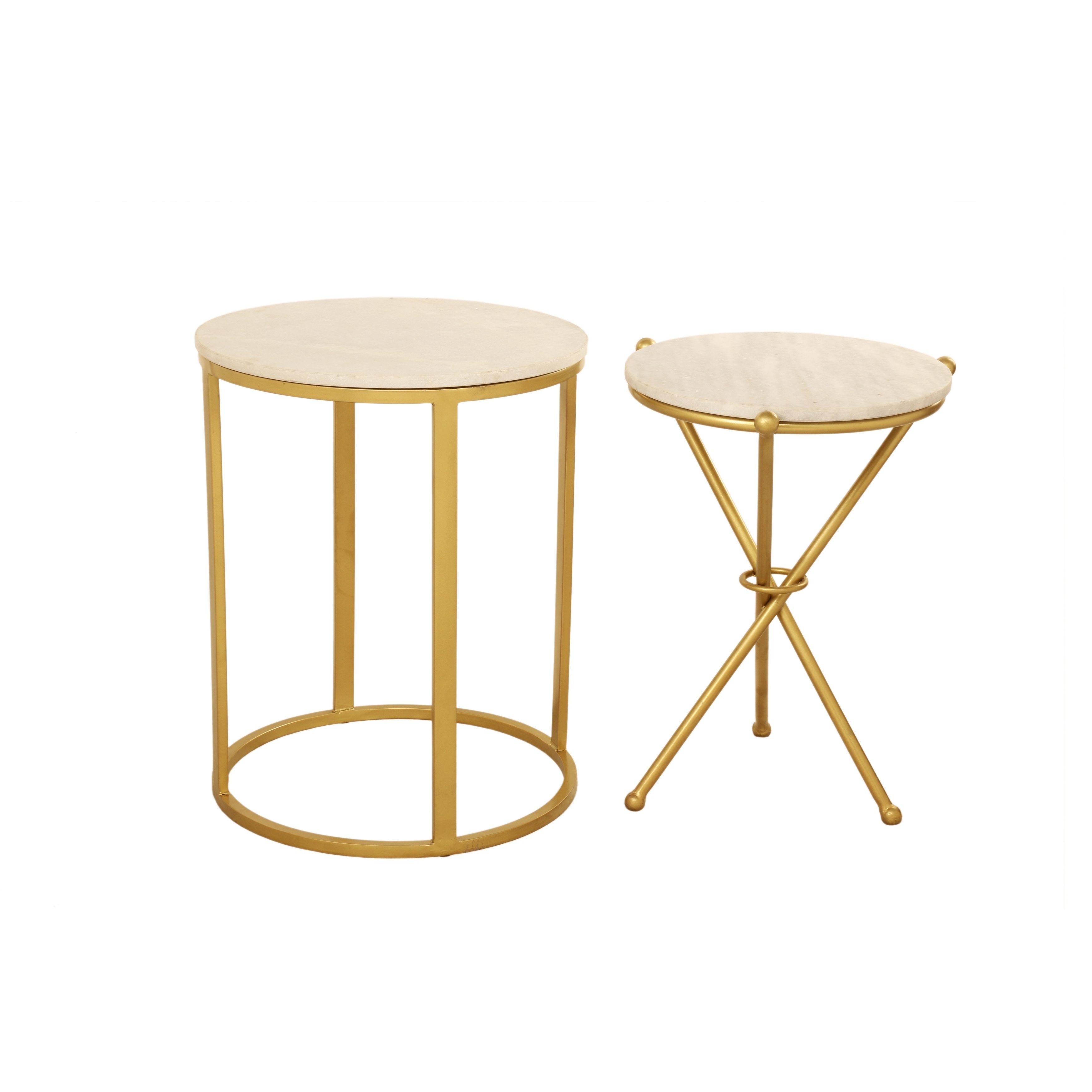 Shop Gold Marble Side Table Set O2 2 Overstock 19475659