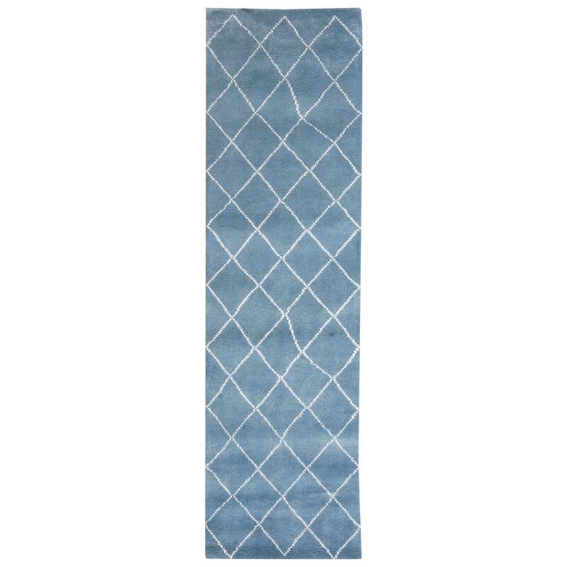 Handmade Trellis Wool Runner (India) - 2'6 x 10'