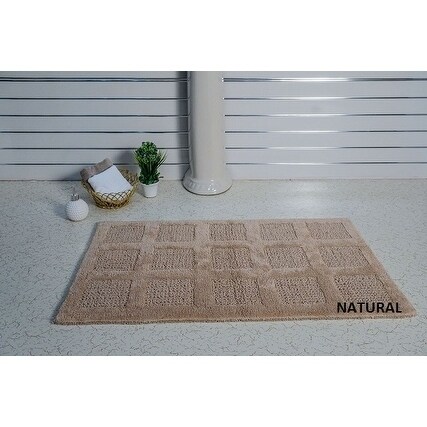 Square Honeycomb Bath Rug in Natural