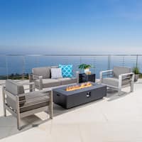 Cape Coral Outdoor 4 Seater Chat Set with Fire Pit  by Christopher Knight Home