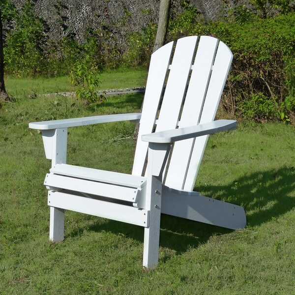 Faux Wood Relaxed Adirondack Chair, White - Overstock - 19478613