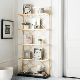 Gold Bookshelves Bookcases For Less Safavieh Spano 4 Tier Gold Etagere With Marble Base