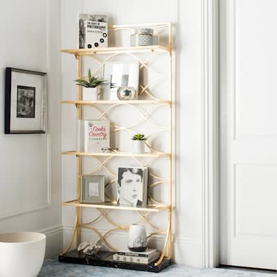 SAFAVIEH Spano 4-Tier Etagere Bookshelf with Marble Base - 34" x 12" x 76"