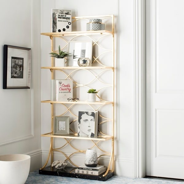 Safavieh Spano 4-Tier Gold Etagere with Marble Base - 34" x 12" x 76"
