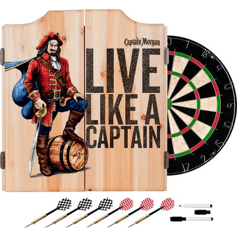 Captain Morgan Dart Cabinet Set with Darts and Board