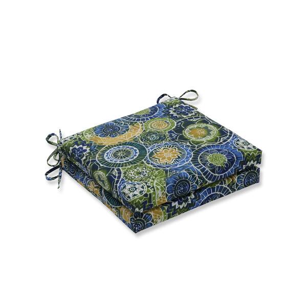 slide 2 of 2, Pillow Perfect Outdoor/Indoor Omnia Lagoon Squared Corners Seat Cushion 20x20x3 (Set of 2)