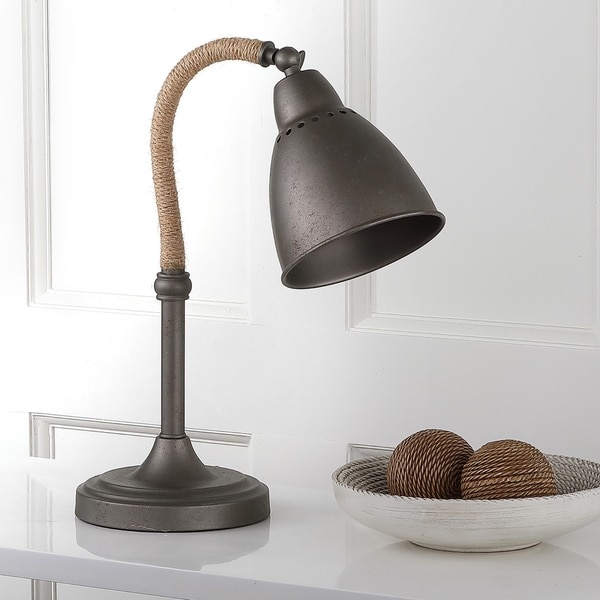 Safavieh Lighting 19.5-inch Nari Dark Grey Task Table Lamp - 16" x 7" x 19.5"