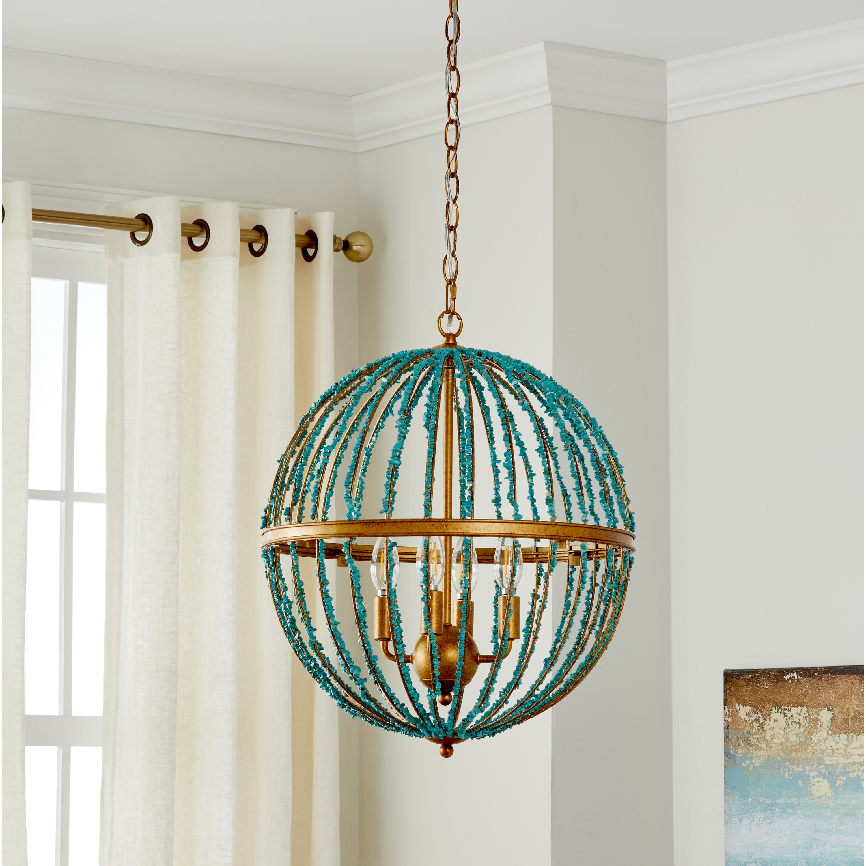 Safavieh Lighting Lalita Blue Cage LED 4-light Adjustable Chandelier (CHA4008A) - Chandeliers For Bedrooms by Overstock.com