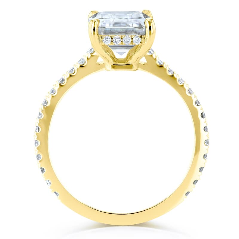 Annello by Kobelli 14k Gold 2 7/8ct TGW Emerald-cut Moissanite and Diamond Engagement Ring
