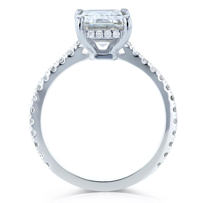 Annello by Kobelli 14k Gold 2 7/8ct TGW Emerald-cut Moissanite and Diamond Engagement Ring