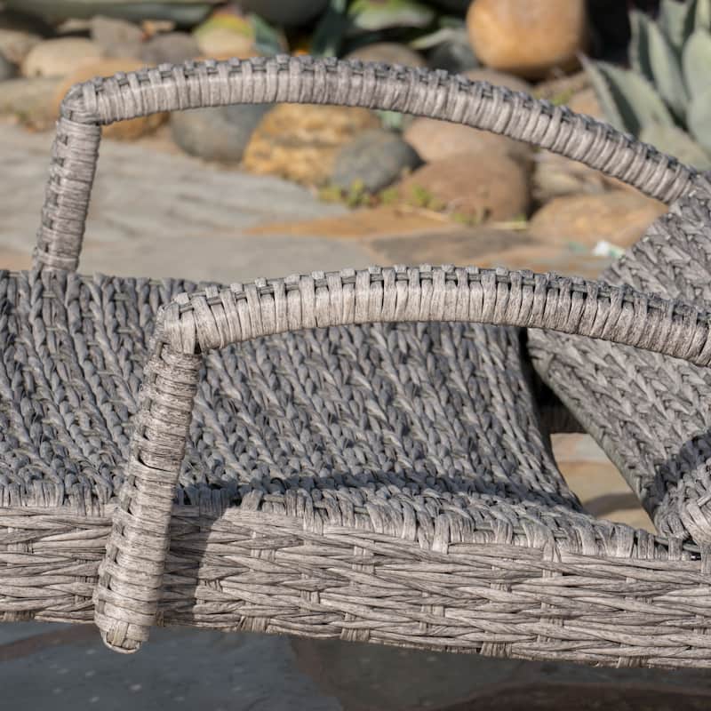 Crete Outdoor Armed Aluminum Wicker Chaise Lounge (Set of 4) by Christopher Knight Home