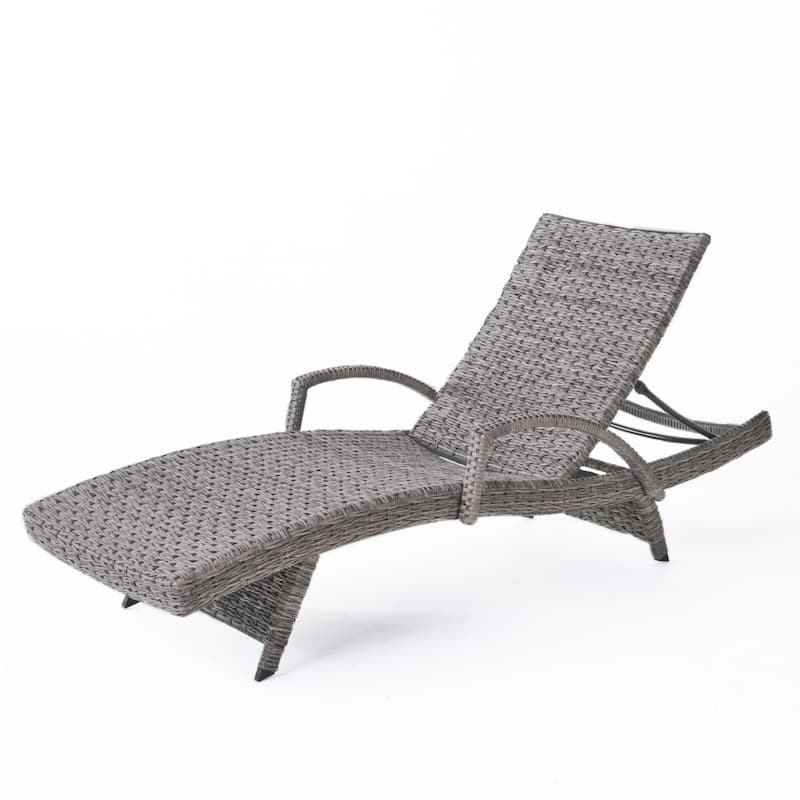 Crete Outdoor Armed Aluminum Wicker Chaise Lounge (Set of 4) by Christopher Knight Home