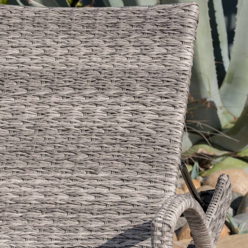 Crete Outdoor Armed Aluminum Wicker Chaise Lounge (Set of 4) by Christopher Knight Home
