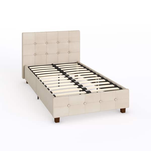 Porch Den Pierce Tan Linen Upholstered Twin Size Bed Overstock 19483084