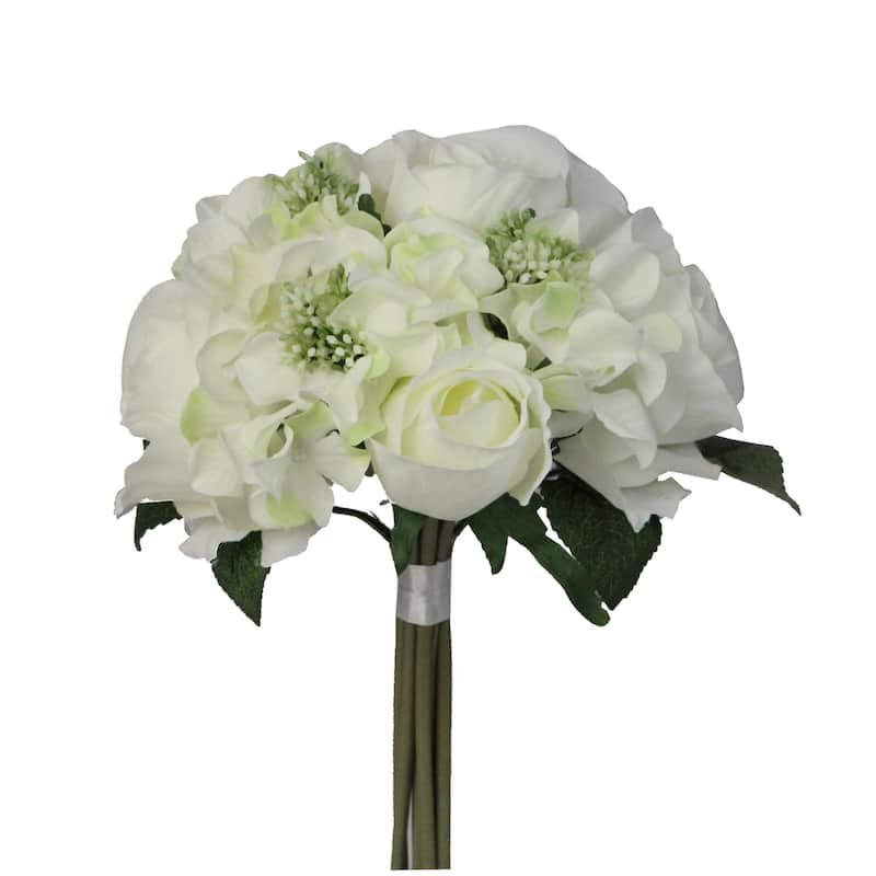 9-stem Faux Rose and Hydrangea Mixed Bouquet - N/A