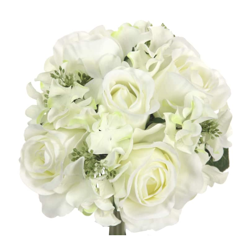 9-stem Faux Rose and Hydrangea Mixed Bouquet - N/A - GPB8359-CM/GN