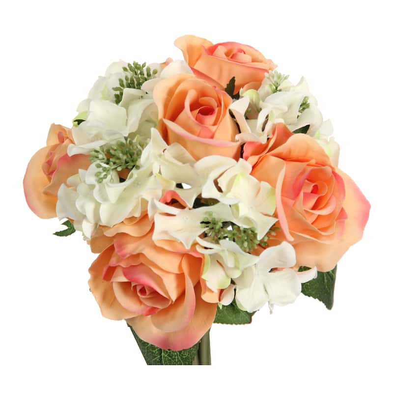 9-stem Faux Rose and Hydrangea Mixed Bouquet - N/A