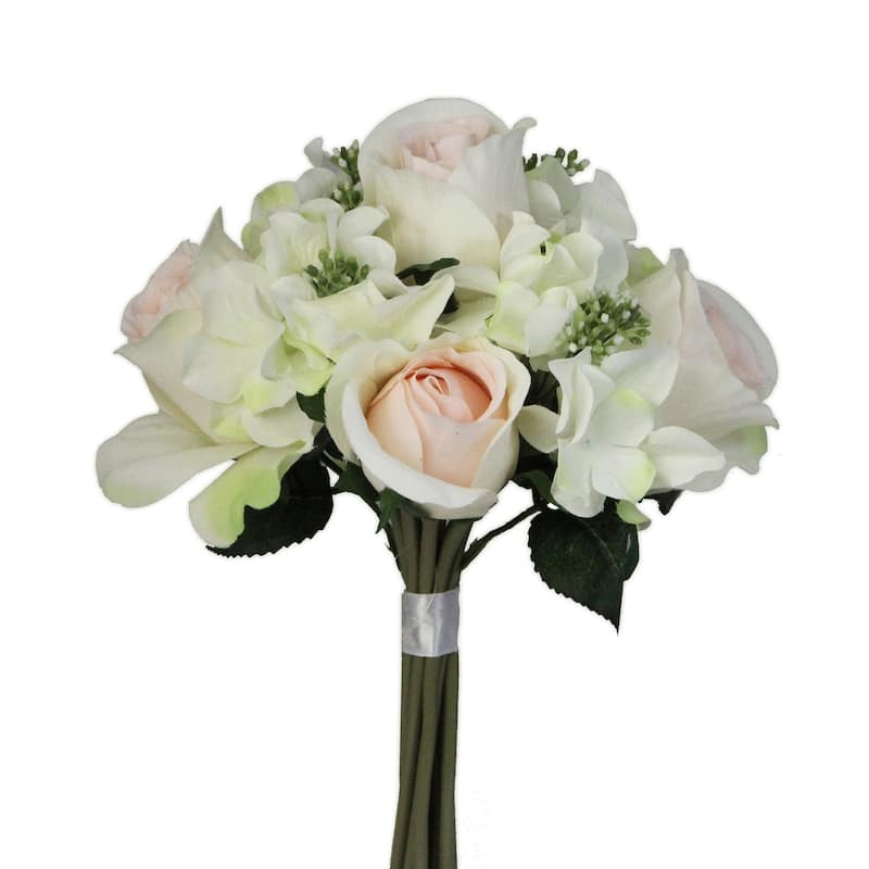 9-stem Faux Rose and Hydrangea Mixed Bouquet - N/A