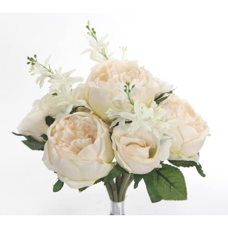 10 Stems Faux English Rose and Rose Bud Bouquet