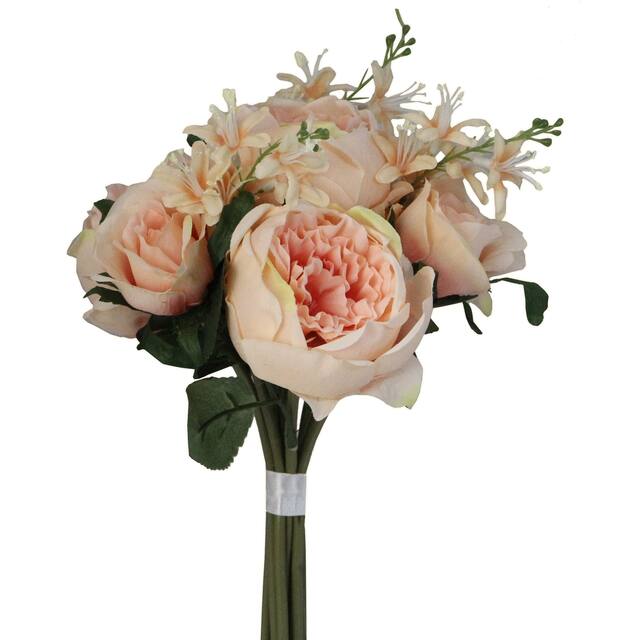 10 Stems Faux English Rose and Rose Bud Bouquet
