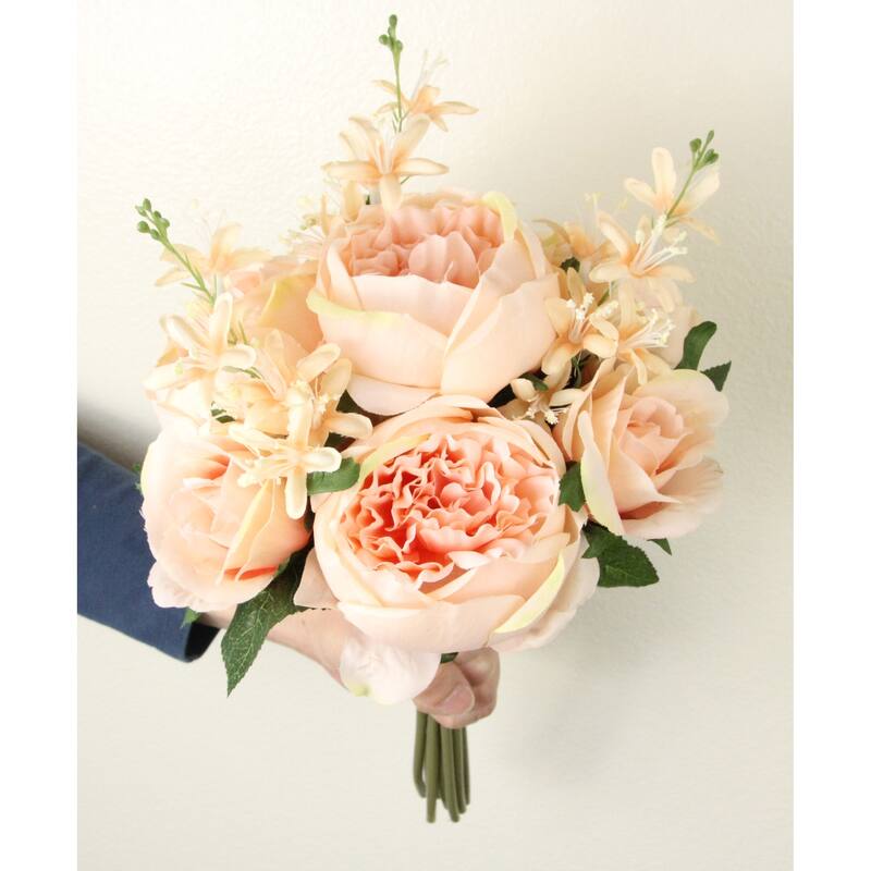 10 Stems Faux English Rose and Rose Bud Bouquet