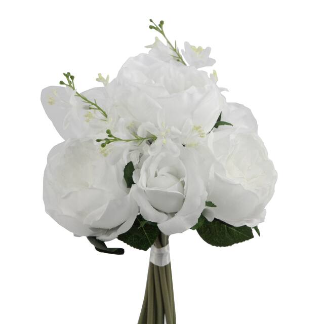 10 Stems Faux English Rose and Rose Bud Bouquet
