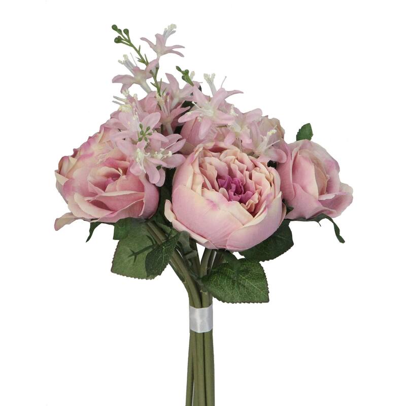 10 Stems Faux English Rose and Rose Bud Bouquet