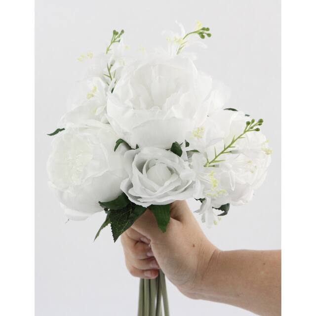 10 Stems Faux English Rose and Rose Bud Bouquet