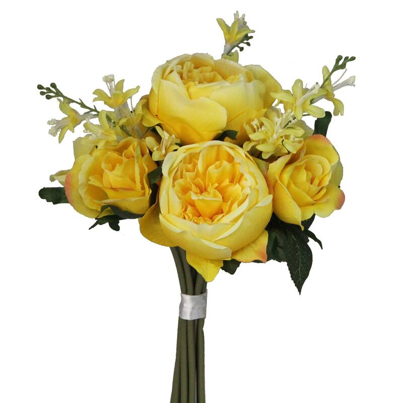 10 Stems Faux English Rose and Rose Bud Bouquet
