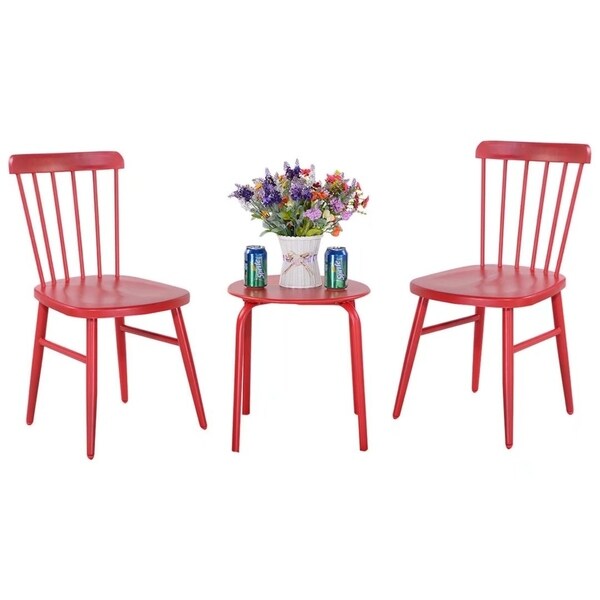 3pcs Patio Table Chairs Furniture Set Bistro Garden Lawn Pool Steel