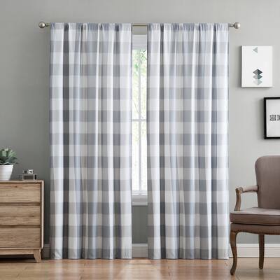 Buy Grey Plaid Curtains Drapes Online At Overstock Our Best
