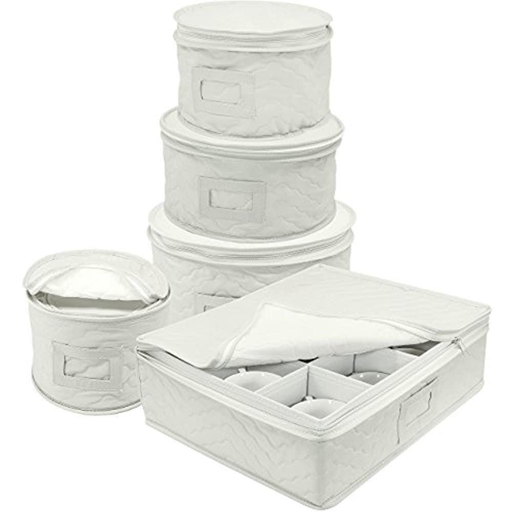 Sorbus 5-Piece China Dinnerware Storage Set - Grey