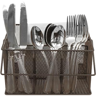 Utensil Caddy, Multi-Purpose Steel Mesh Silverware, Napkin Holder, and Condiment Organizer, Multi-Purpose Steel Mesh