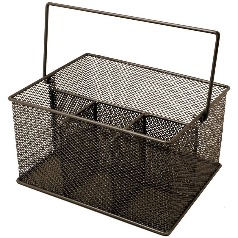 Utensil Caddy, Multi-Purpose Steel Mesh Silverware, Napkin Holder, and Condiment Organizer, Multi-Purpose Steel Mesh