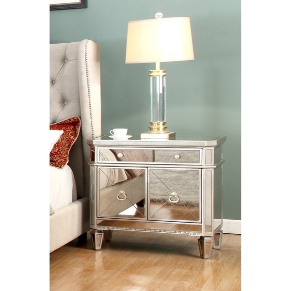 Best Master Furniture Silver With Gold 1 Drawer Nightstand Best Master Furniture Silver With Gold 1 Drawer Nightstand
