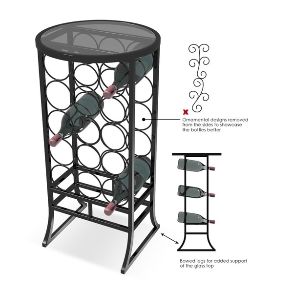 Wine Stand 18 Bottle with Glass Top On Sale Overstock 19484378