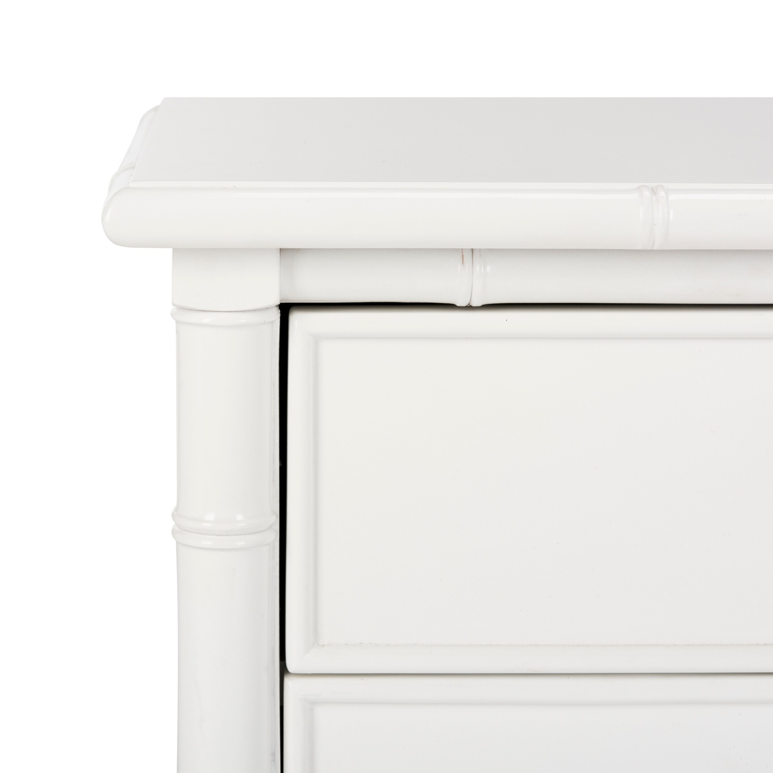 Shop Black Friday Deals On Safavieh Mina Modern Coastal 2 Drawer White Bamboo Nightstand Overstock 19484462