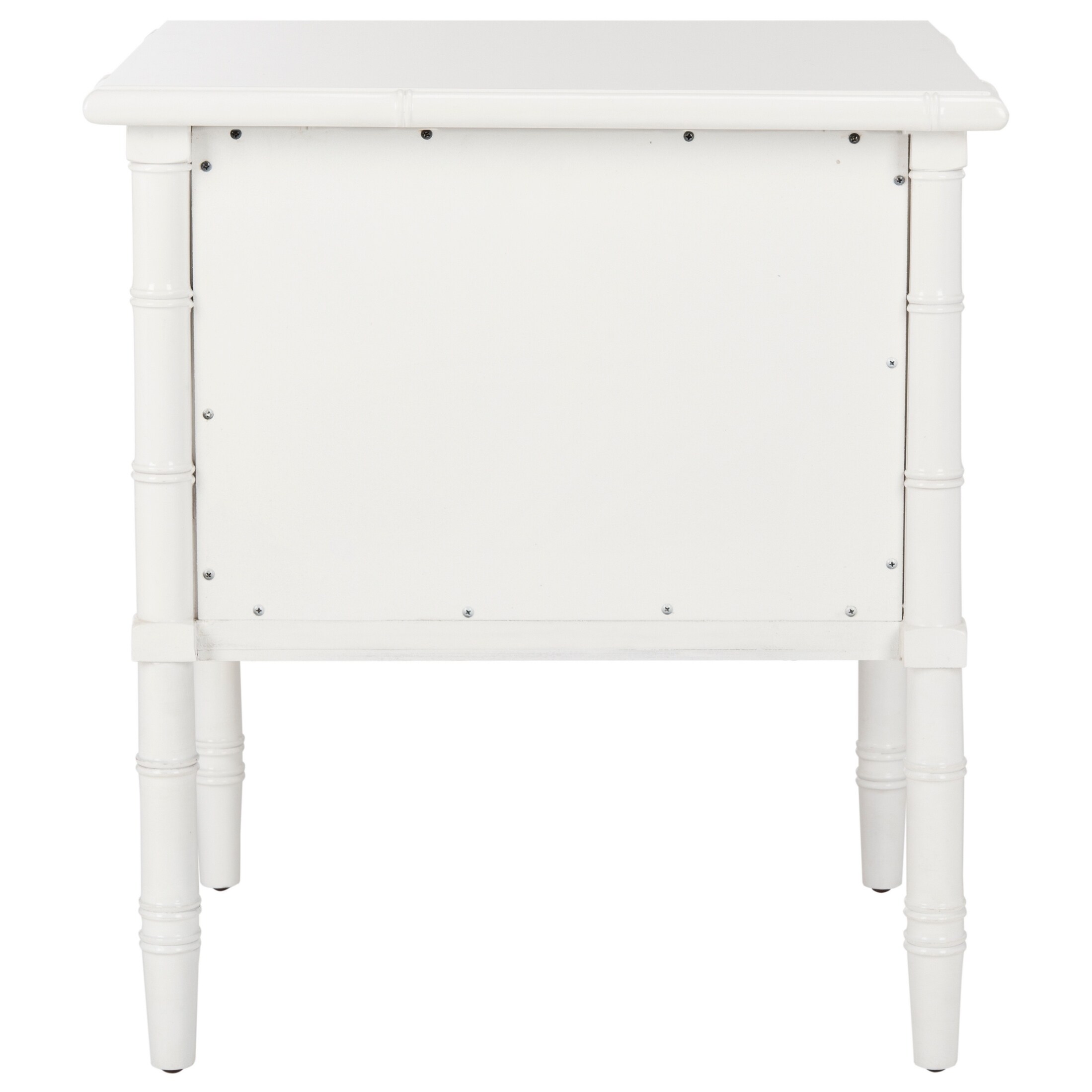 Shop Black Friday Deals On Safavieh Mina Modern Coastal 2 Drawer White Bamboo Nightstand Overstock 19484462