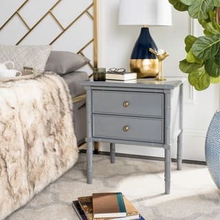 SAFAVIEH Mina Modern Coastal 2-Drawer Grey Bamboo Nightstand