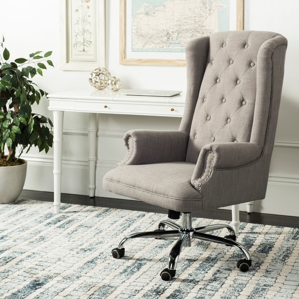 Safavieh Ian Linen Chrome Leg Swivel Office Chair - 24.2" x 27.2" x 46.1"